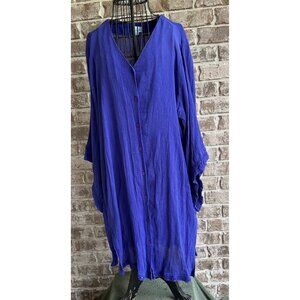 Swim 365  Button Front Cover Up Sz 18 20 Sapphire Blue Gauze Patio Dress…